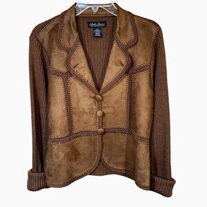 North River Outfitters Retro Ranchcore Faux Suede Western Knit Jacket Blazer M
